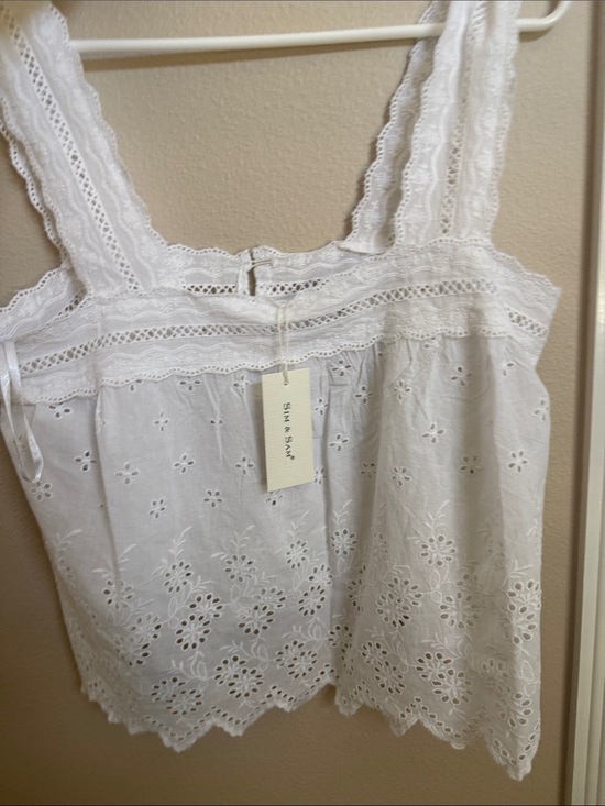 Sim & Sam Tops - Silk & Salt White Eyelet Lace Tank Top